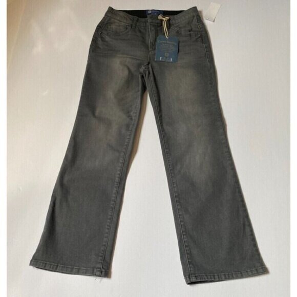 Democracy Women’s Cropped Barely Bootcut Jeans High Rise Size 2 Faded Black - Picture 2 of 16